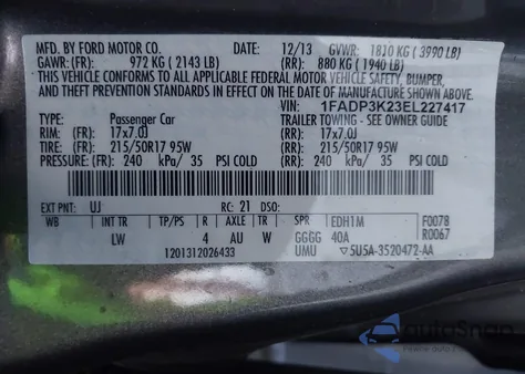 2014 Ford Focus Se from USA, damaged, VIN 1FADP3K23EL227417